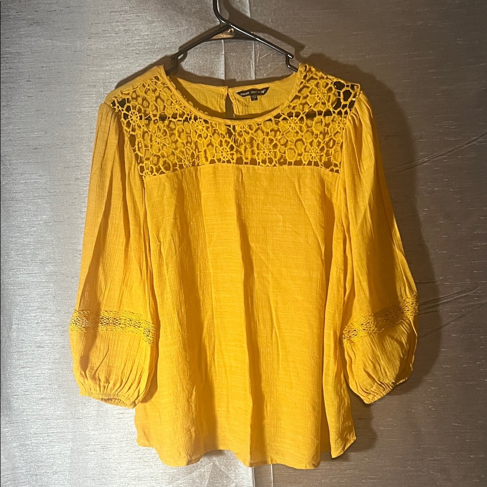 Unique Spectrum Yellow Crochet Women's Blouse